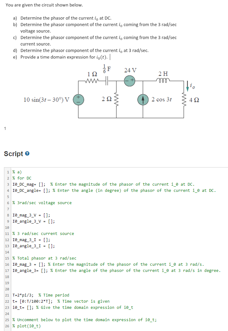 Solved You are given the circuit shown below. a) Determine | Chegg.com
