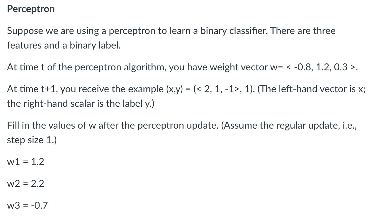 Solved Perceptron Suppose We Are Using A Perceptron To Learn | Chegg.com