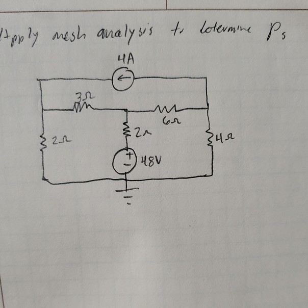 Solved find power supplied by voltage source using mesh
