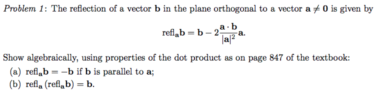 Solved Problem 1: The Reflection Of A Vector B In The Plane | Chegg.com