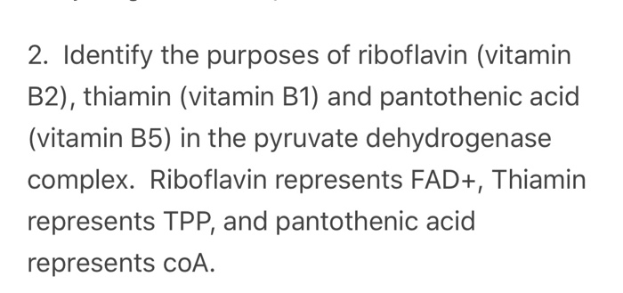 Solved 2 Identify The Purposes Of Riboflavin Vitamin B2 7737