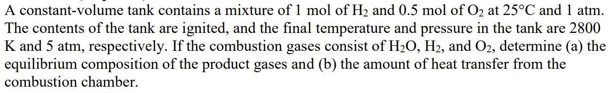 Solved A constant-volume tank contains a mixture of 1 molof | Chegg.com