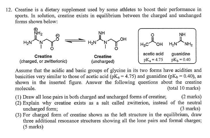 Solved Creatine is a dietary supplement used by some | Chegg.com