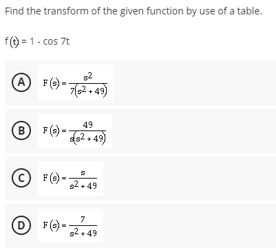 Solved a.) Find the transform of the given function by use | Chegg.com
