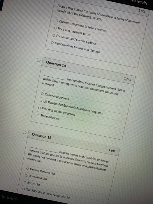 Solved results 1 pts Factors that impact the terms of the | Chegg.com