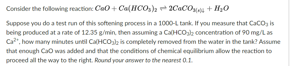 Solved Consider the following reaction: CaO + Ca(HCO3)2 | Chegg.com