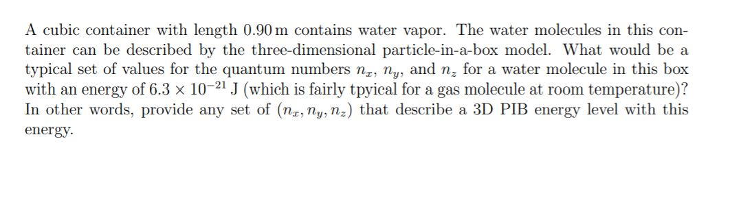 Solved A cubic container with length 0.90 m contains water | Chegg.com