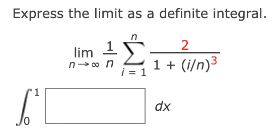 Solved Express the limit as a definite | Chegg.com