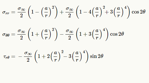Solved Using Kirsch's Solution below, for a hole in an | Chegg.com