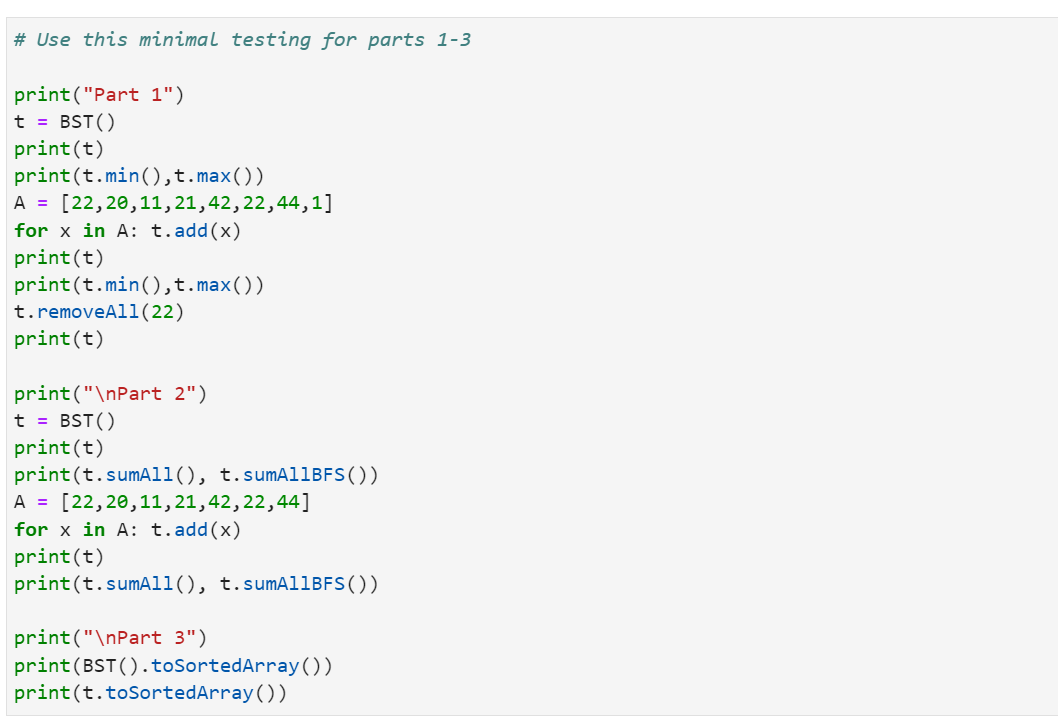 Solved Part 2 Add in BST the following functions, assuming | Chegg.com