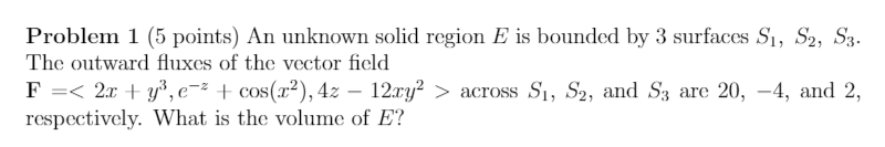 Solved Problem 1 (5 points) An unknown solid region E is | Chegg.com