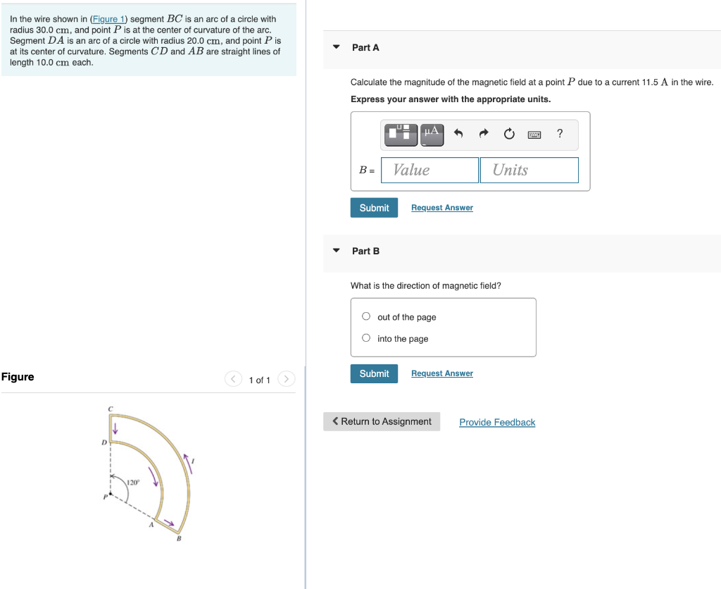 Solved In the wire shown in (Figure 1) segment BC is an arc | Chegg.com