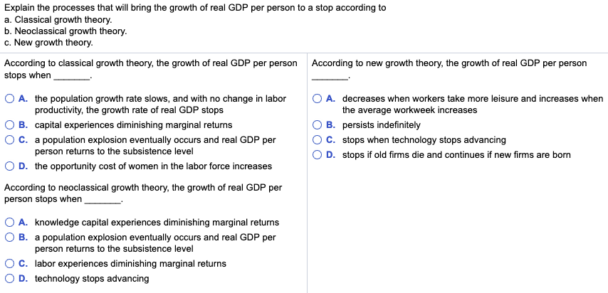 Solved Explain the processes that will bring the growth of | Chegg.com