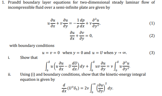 Solved Prandtl Boundary Layer Equations For Two-dimensional | Chegg.com