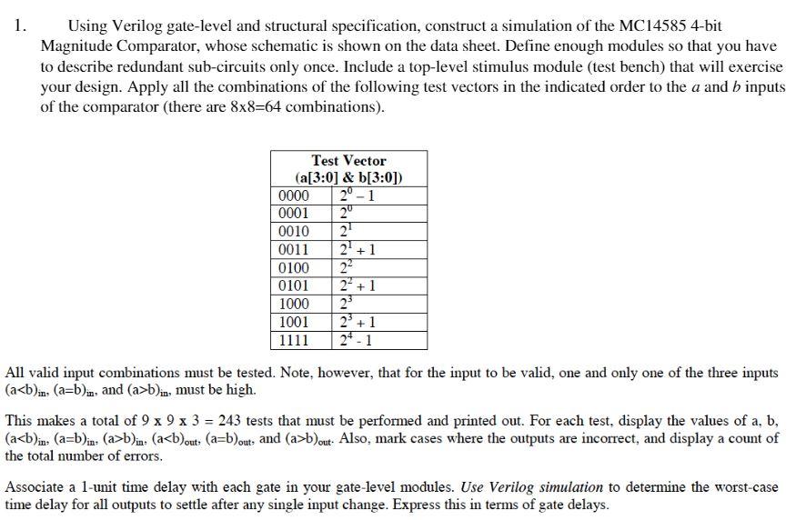 1. Using Verilog gate-level and structural | Chegg.com