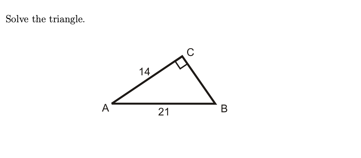 Solved Solve the triangle. 14 A 21 B | Chegg.com