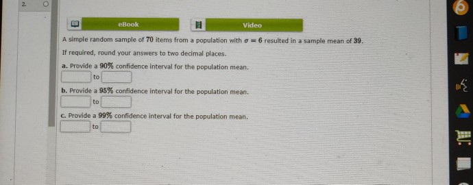 Solved eBook video A simple random sample of 70 items from a | Chegg.com