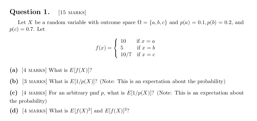 Solved Question 1. [15 MARKS] Let X be a random variable | Chegg.com