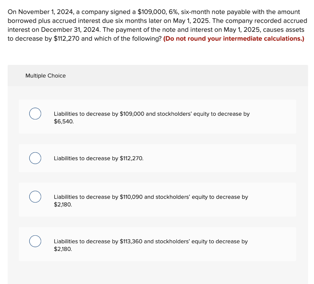 Solved On November 1, 2025, a company signed a 109,000, 6,