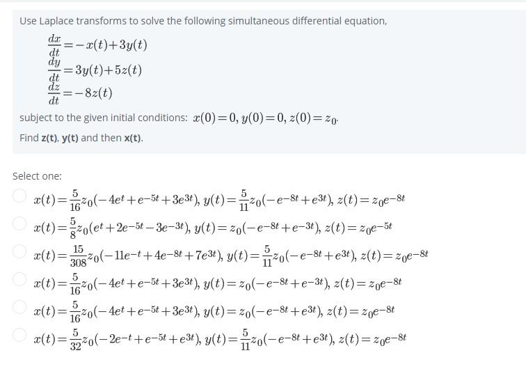 Solved dy Use Laplace transforms to solve the following | Chegg.com