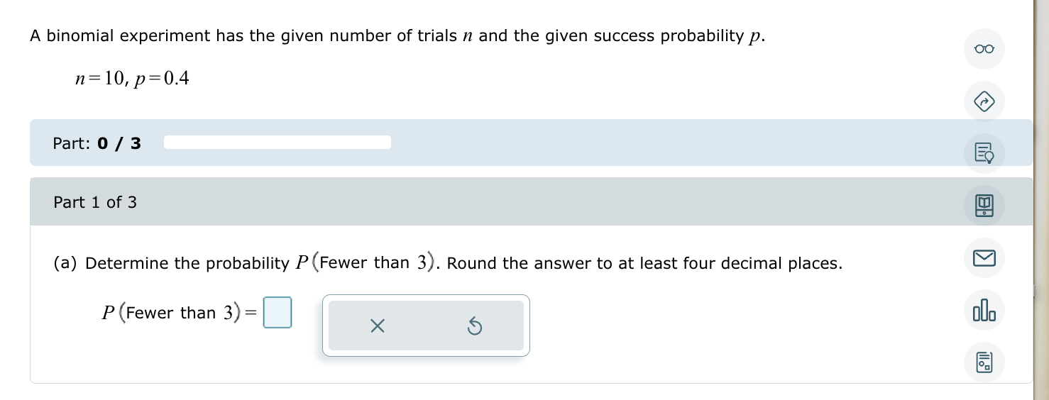 Solved A binomial experiment has the given number of trials | Chegg.com