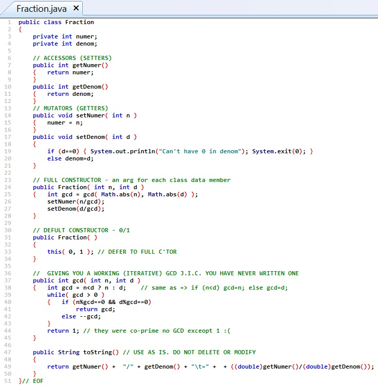 Solved CS 401 PROJECT #8: Extending the Fraction class Hand | Chegg.com