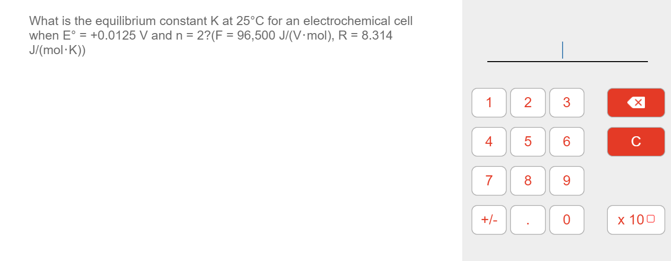 Solved What Is The Equilibrium Constant K At 25 C For An Chegg Com