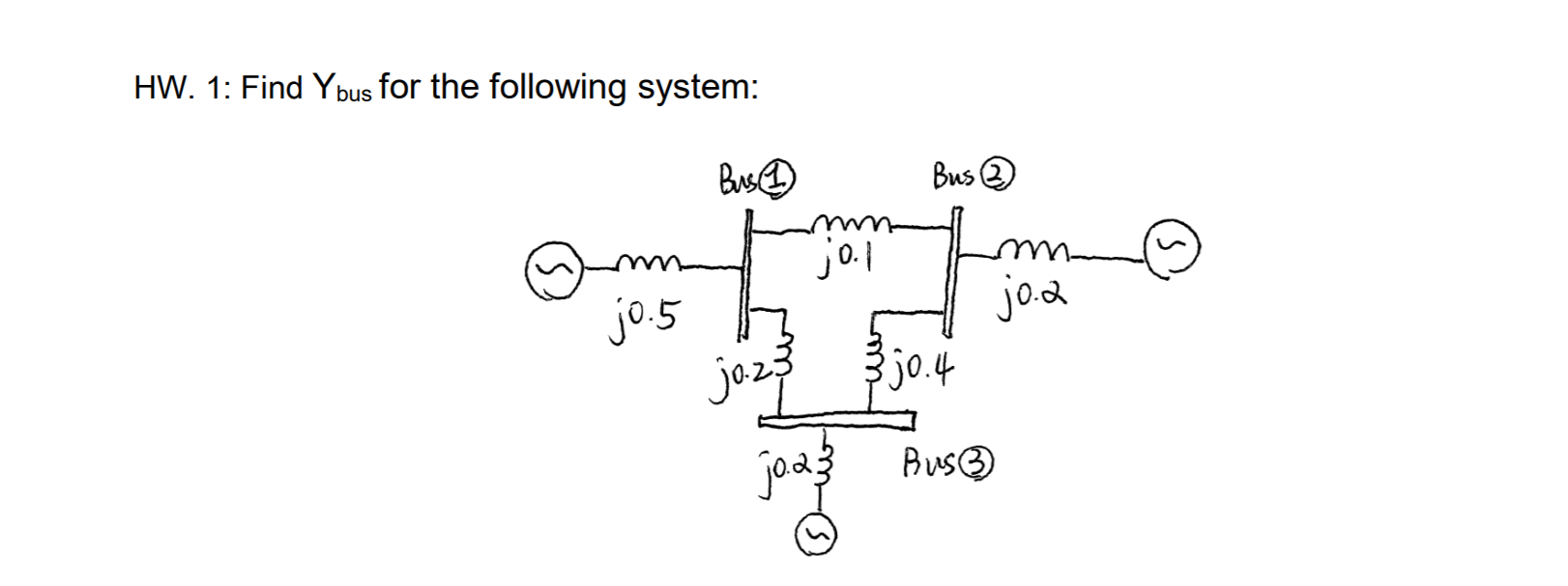 Solved Hw 1 Find Ybus For The Following System Bus Bus