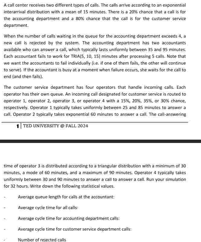 Solved A call center receives two different types of calls. | Chegg.com