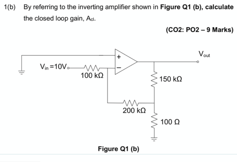 Solved 1(b) By Referring To The Inverting Amplifier Shown In | Chegg.com