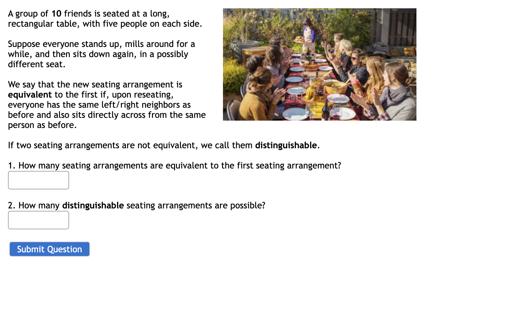 Solved Permutations A group of 10 friends is seated at a