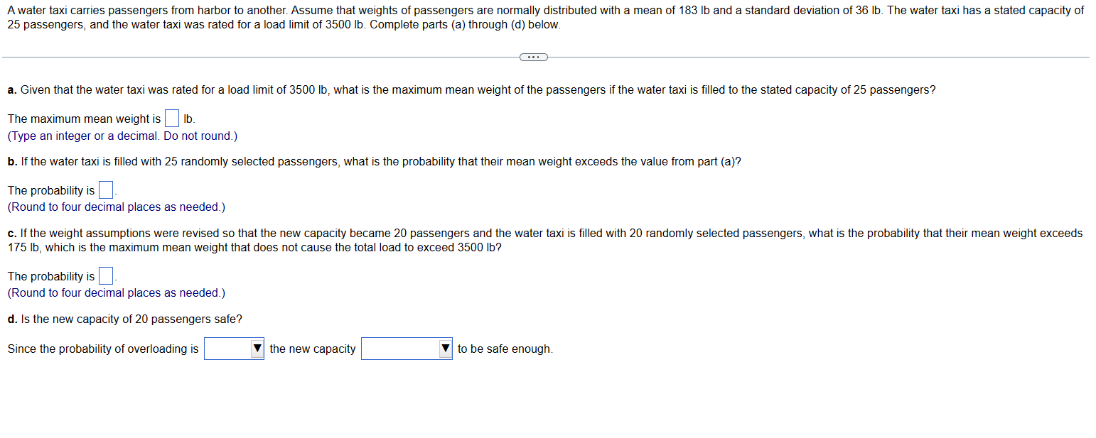 Solved The maximum mean weight is Ib Type an integer or a Chegg com