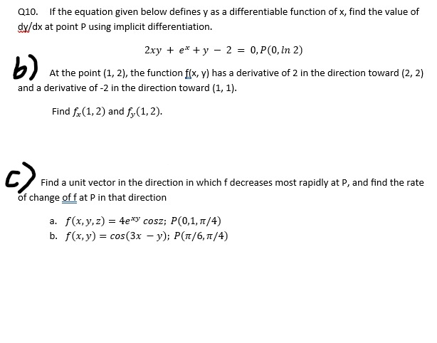 Solved Q10 If The Equation Given Below Defines Y As A Chegg Com