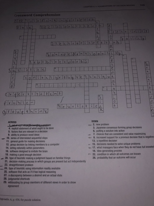 DECISION MAKING CHAPTER 4 TOUNDA Crossword Chegg com