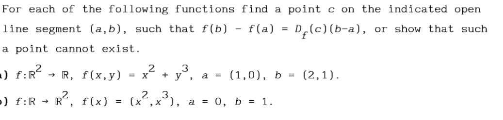 Solved For each of the following functions find a point c on | Chegg.com