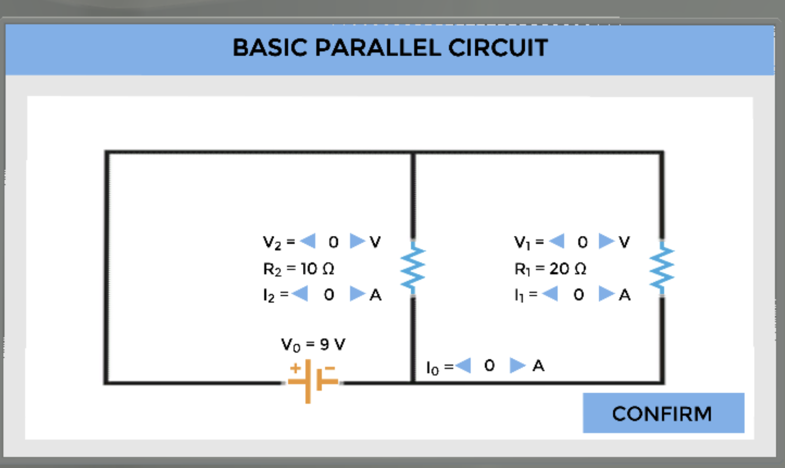 Solved BASIC PARALLEL CIRCUIT V2 = 0 R2 = 102 12= 0 Vi = 0 | Chegg.com