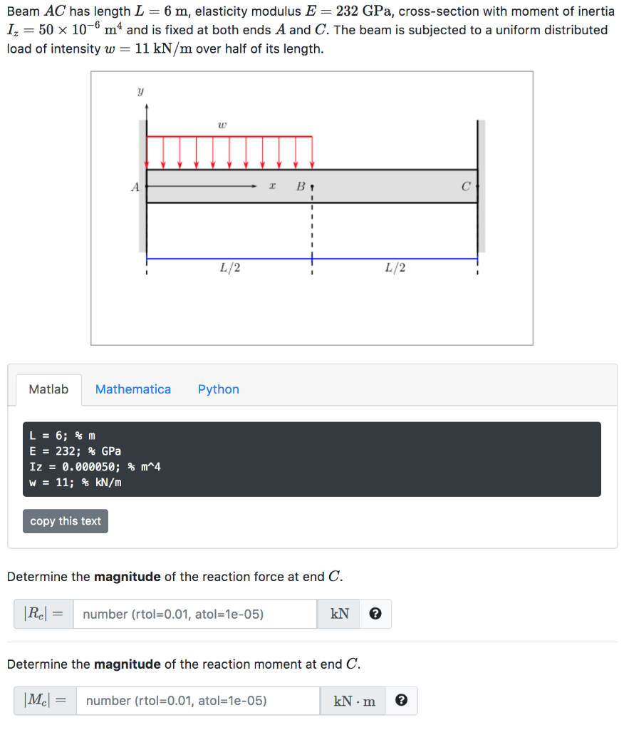 Beam AC has length L 6 m, elasticity modulus E 232 | Chegg.com