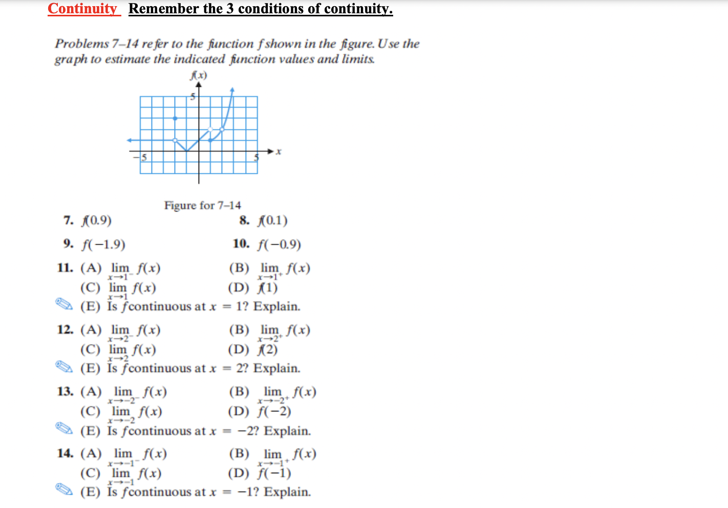 Solved Continuity Remember the 3 conditions of continuity. | Chegg.com