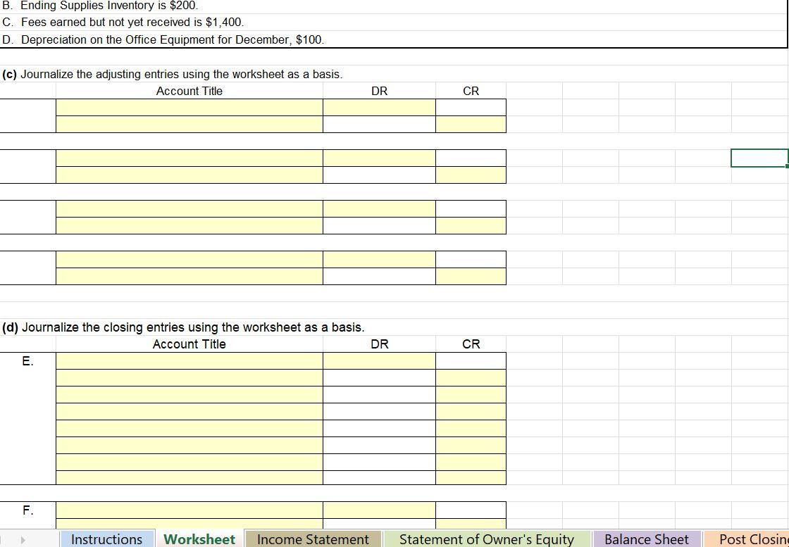 Solved B. Record the adjustments in the adjustments columns | Chegg.com