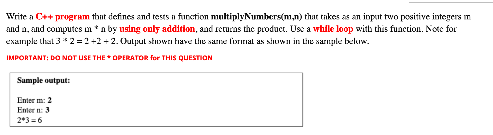 Solved Write a C++ program that defines and tests a function | Chegg.com