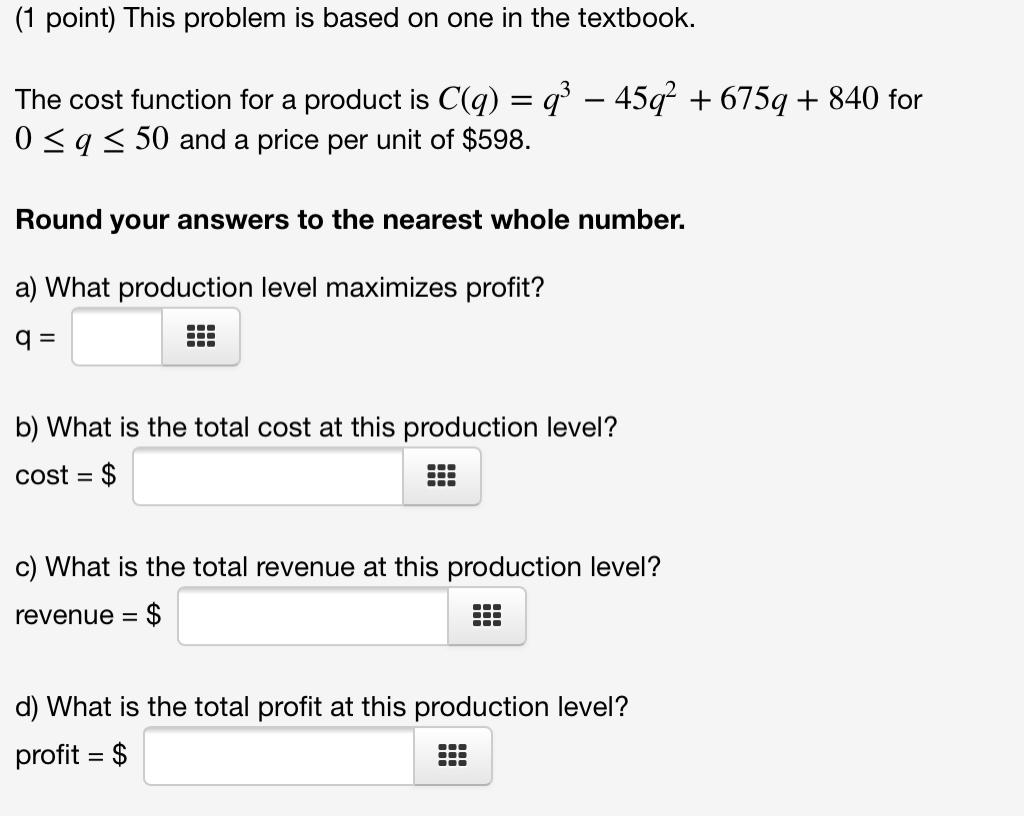 Solved (1 point) This problem is based on one in the | Chegg.com