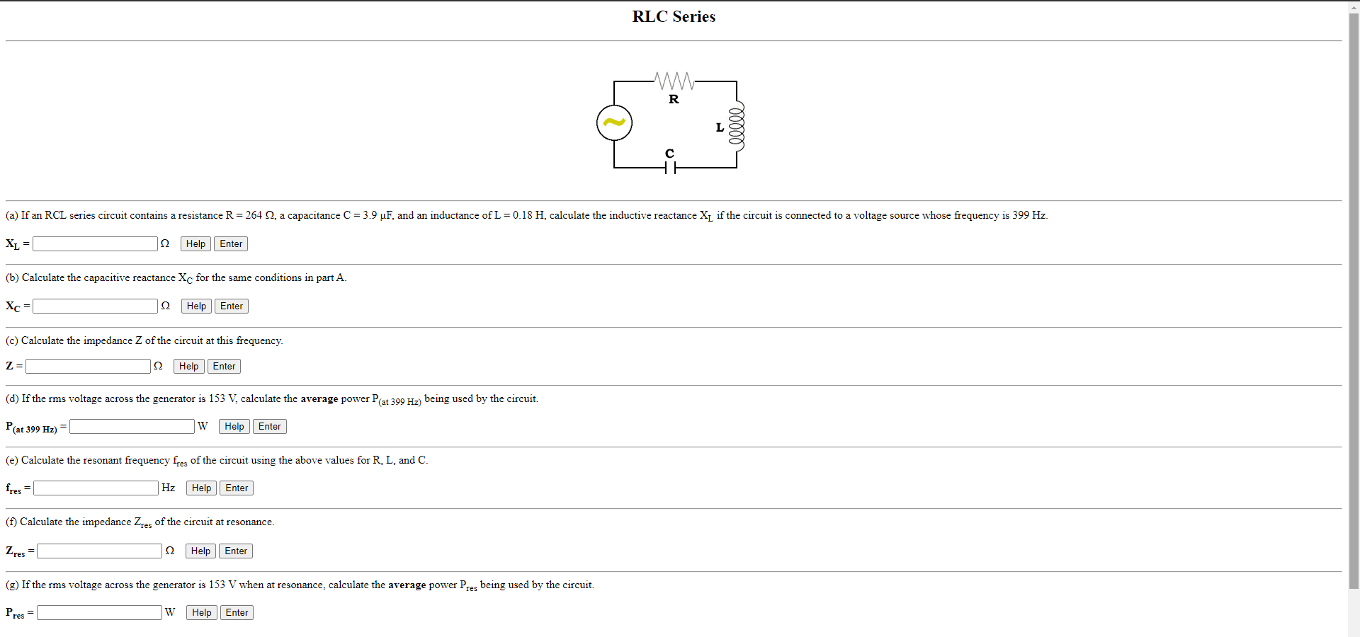 Solved RLC Series R 00000 (a) If an RCL series circuit | Chegg.com