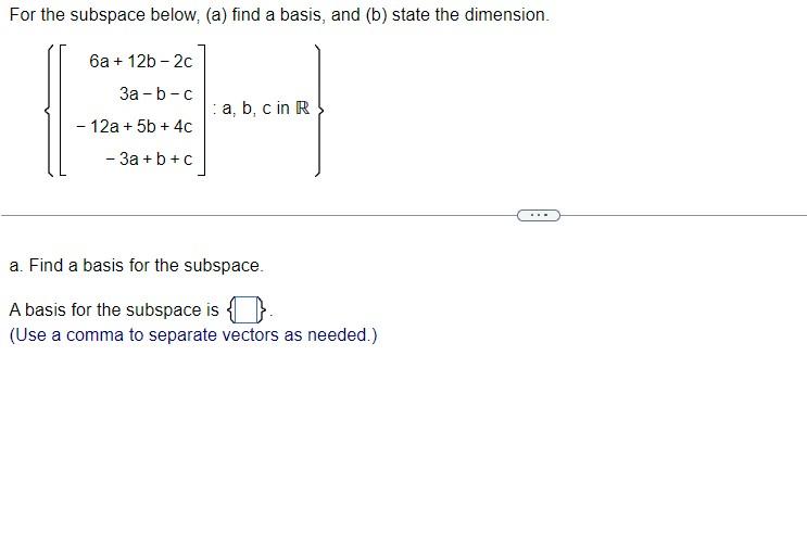 Solved For the subspace below, (a) find a basis, and (b) | Chegg.com