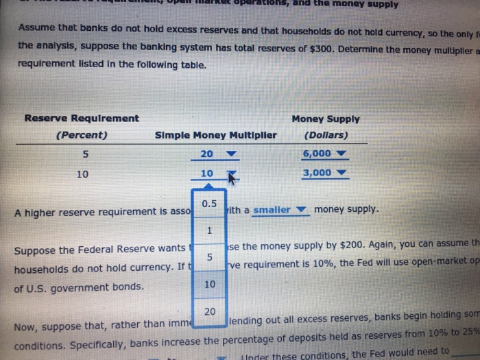 Solved 8. The reserve requirement, open market operations,