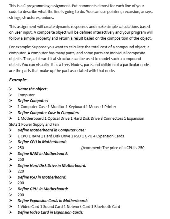 This is a C programming assignment. Put comments | Chegg.com
