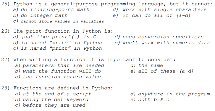 Solved 25) Python is a general-purpose programming language, | Chegg.com