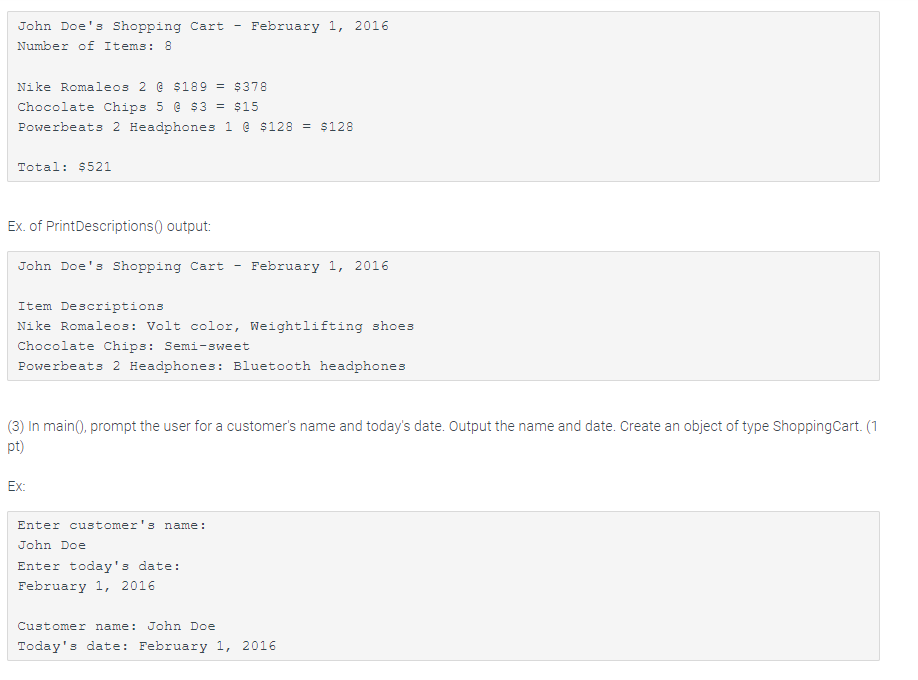 Solved 7.18 LAB*: Program: Online shopping cart (Part 2) 0 | Chegg.com