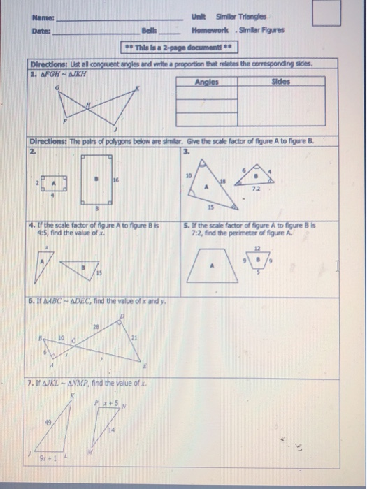 unit 4 congruent triangles homework 2 angles of triangles back