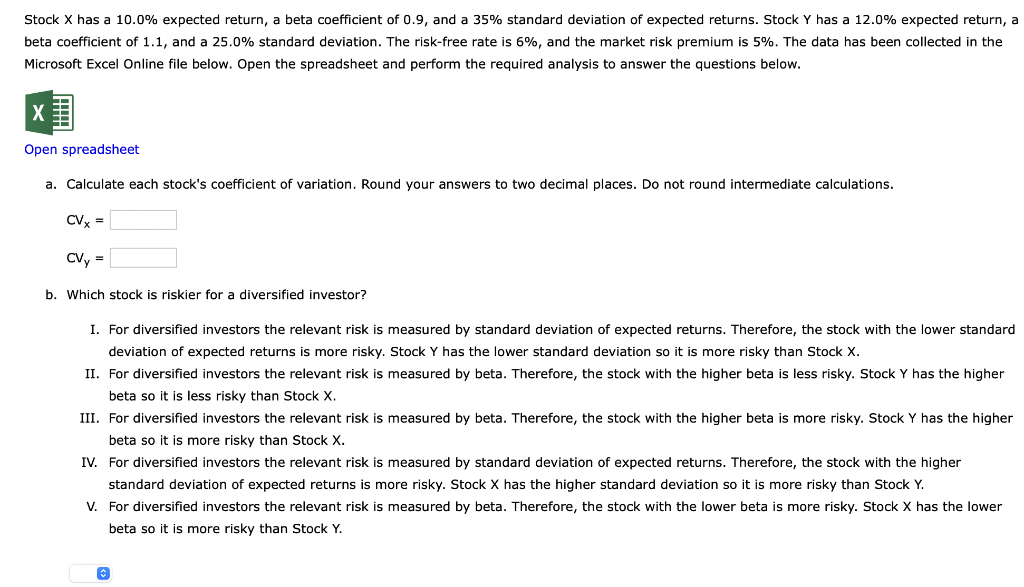 Solved Stock X has a 10.0 expected return, a beta