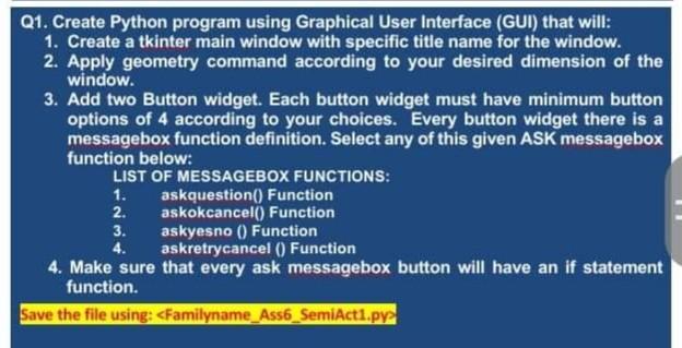 Solved Q1. Create Python program using Graphical User | Chegg.com